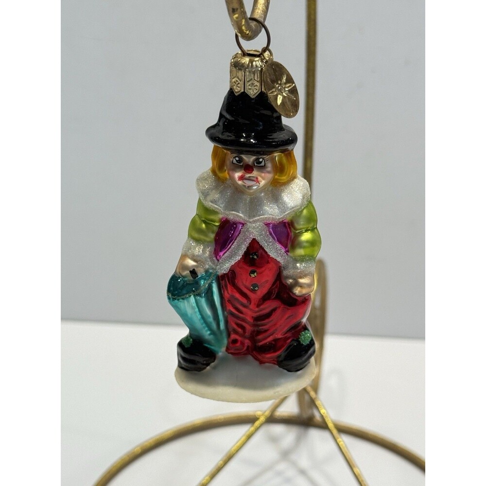 Vintage Christopher Radko Glass Clown Chuckles Christmas Ornament 4"